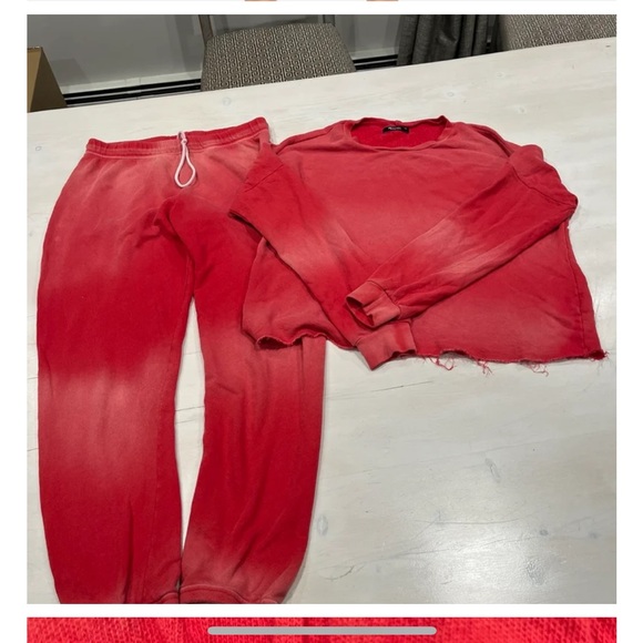 Michael Lauren red‎ brick crewneck and sweatpants set XS - Picture 4 of 10